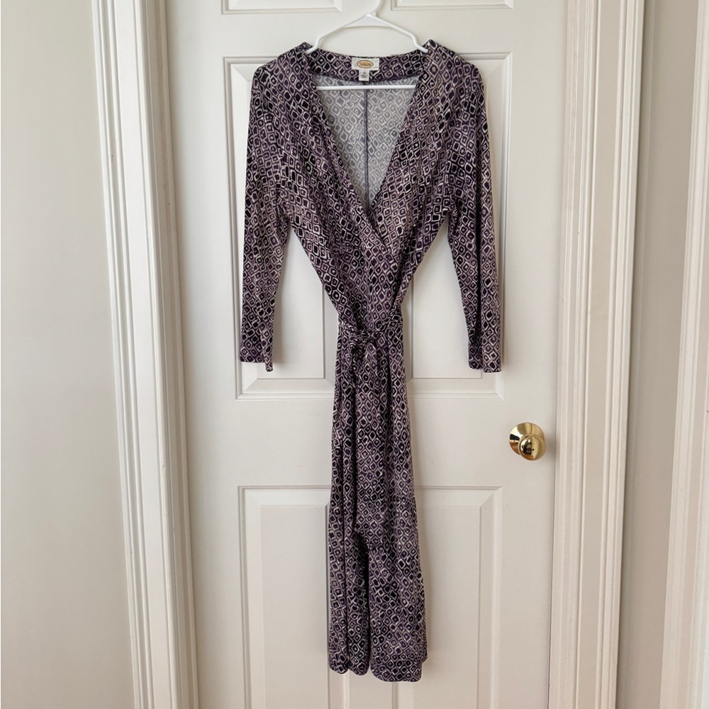 Talbots Autumn Purple Print Midi Work Dress